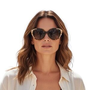 Jimmy Crystal New York Cat Eye Tortoise Acetate Frame with Swarovski Elements